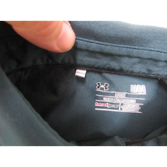 Under Armour HeatGear Coldblack Polo Shirt Mens Large Teal Striped Neon 1253472 - Picture 5 of 9